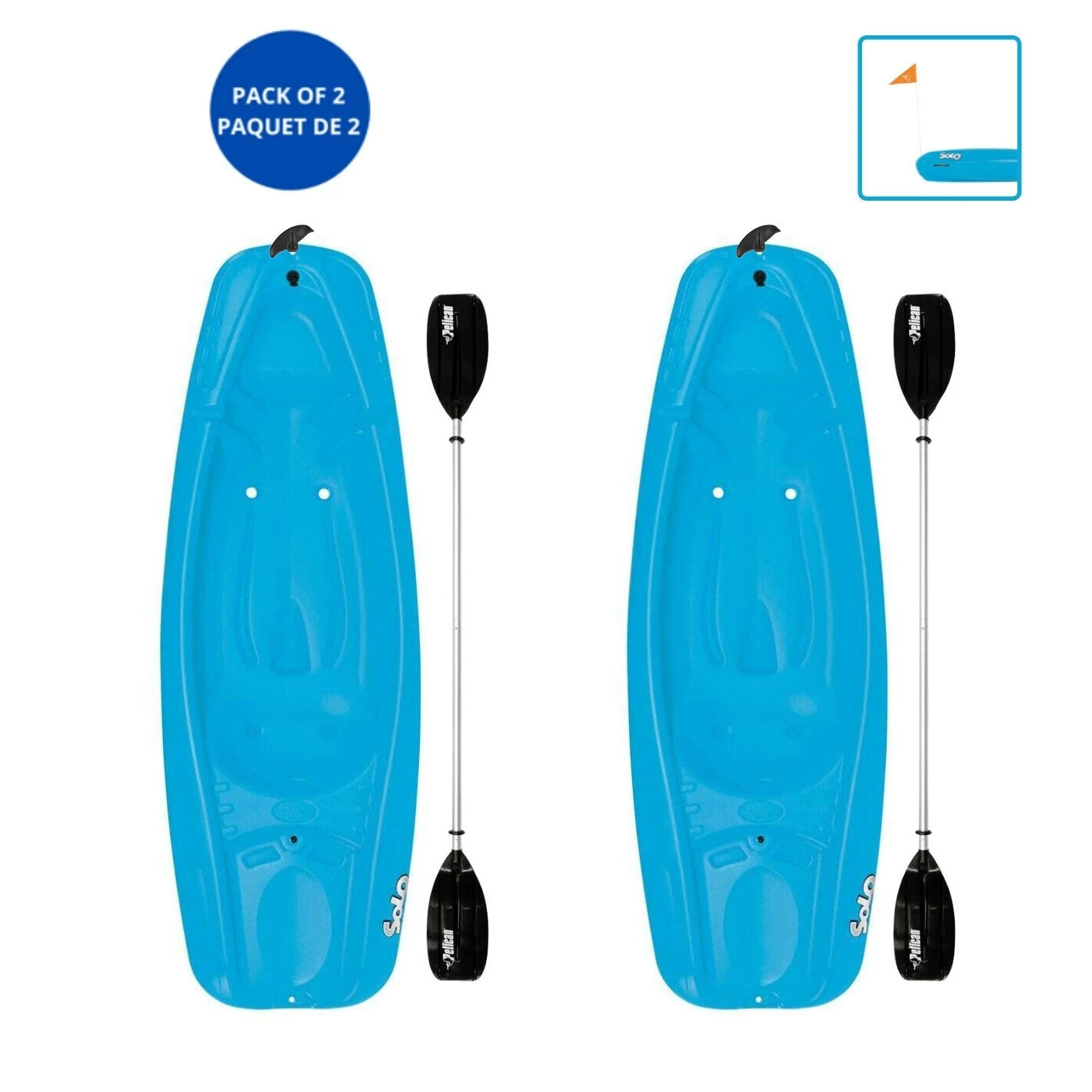 Pelican Sport Combo - 2 Solo Kids Kayaks With Paddles - Blue 1 Pelican Sport Combo - 2 Solo Kids Kayaks With Paddles - Blue